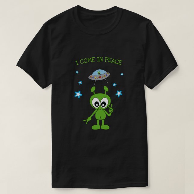 I Come In Peace Alien Spaceship Men's T-Shirt (Design Front)