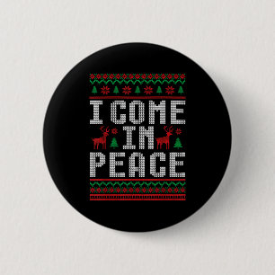 I Come In Peace Couple Matching Ugly Christmas Swe Button