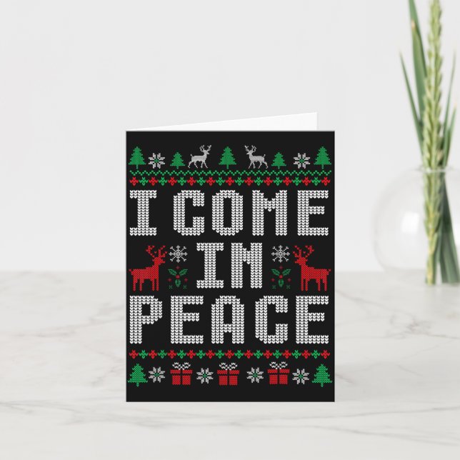 I Come In Peace Couple Matching Ugly Christmas Swe Card (Front)