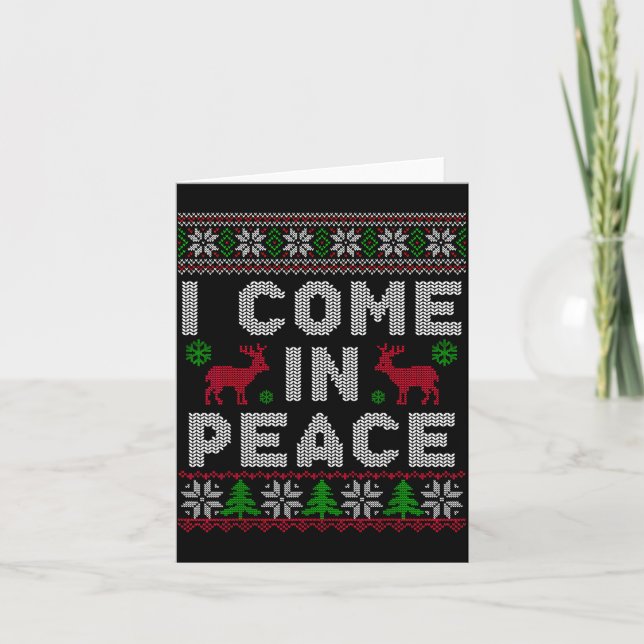 I Come In Peace Couple Matching Ugly Christmas Swe Card (Front)