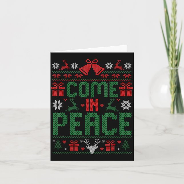 I Come In Peace Couple Matching Ugly Christmas Swe Card (Front)