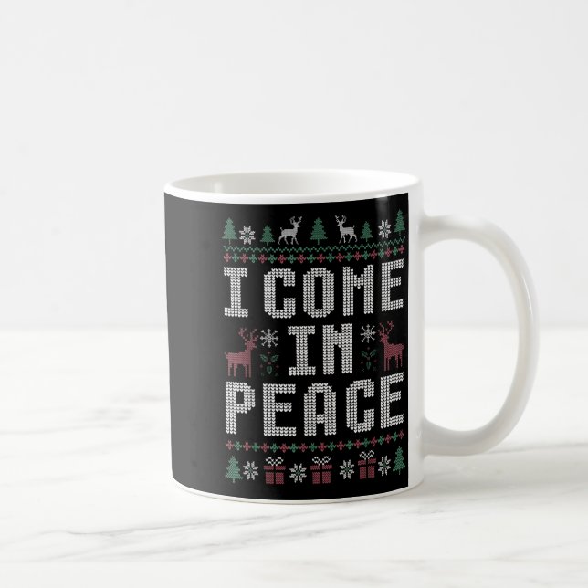 I Come In Peace Couple Matching Ugly Christmas Swe Coffee Mug (Right)