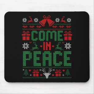I Come In Peace Couple Matching Ugly Christmas Swe Mouse Pad