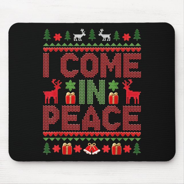 I Come In Peace Couple Matching Ugly Christmas Swe Mouse Pad (Front)