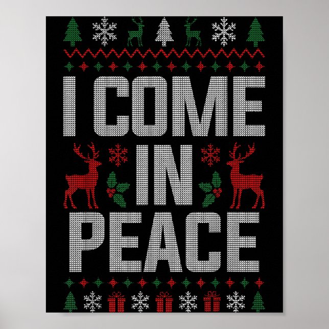 I Come In Peace Couple Matching Ugly Christmas Swe Poster (Front)