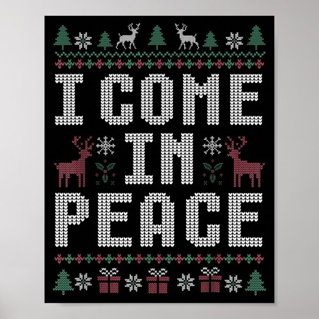 I Come In Peace Couple Matching Ugly Christmas Swe Poster (Front)