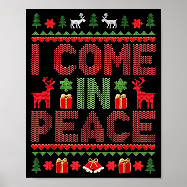 I Come In Peace Couple Matching Ugly Christmas Swe Poster (Front)