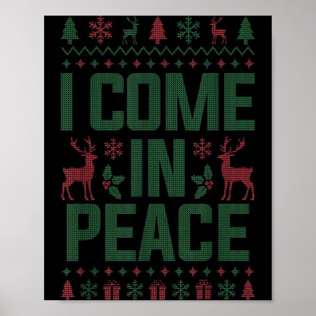 I Come In Peace Couple Matching Ugly Christmas Swe Poster (Front)