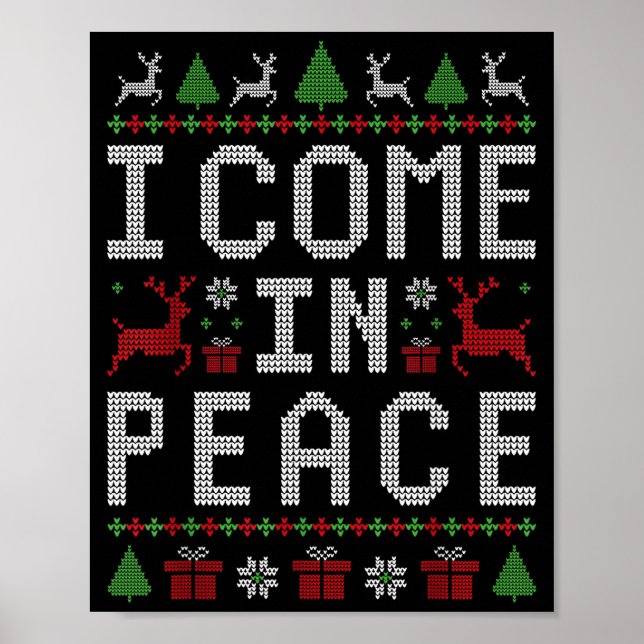 I Come In Peace Couple Matching Ugly Christmas Swe Poster (Front)