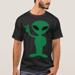 I Come in Peace Green Alien Peace Sign T-Shirt