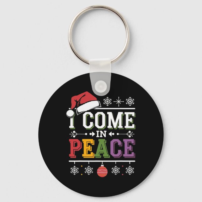 I Come In Peace - I'm Peace Xmas Matching Couples  Keychain (Front)