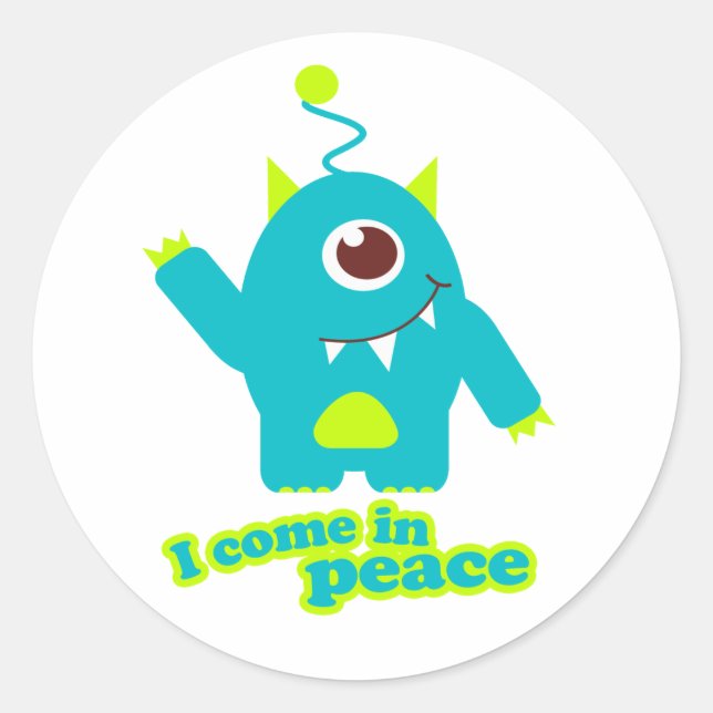 I come in peace kids alien sticker (Front)