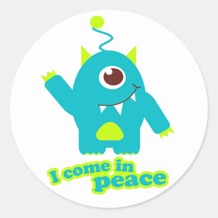 I come in peace kids alien sticker