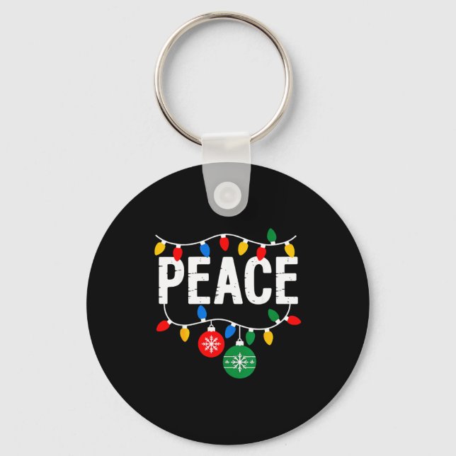 I Come In Peace Matching Family Christmas Couple  Keychain (Front)