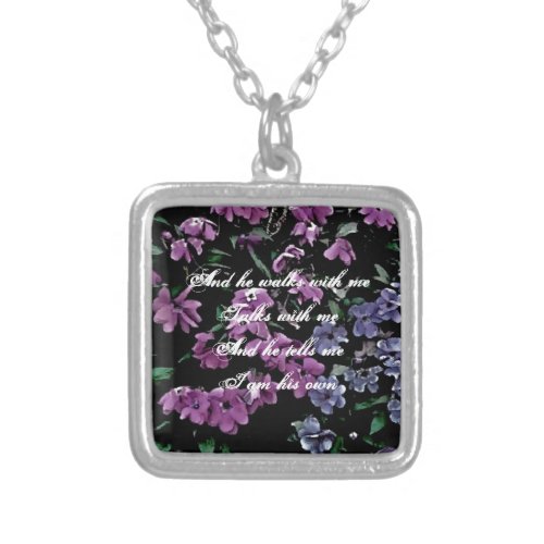 I Come to the Garden Alone Floral Silver Plated Necklace