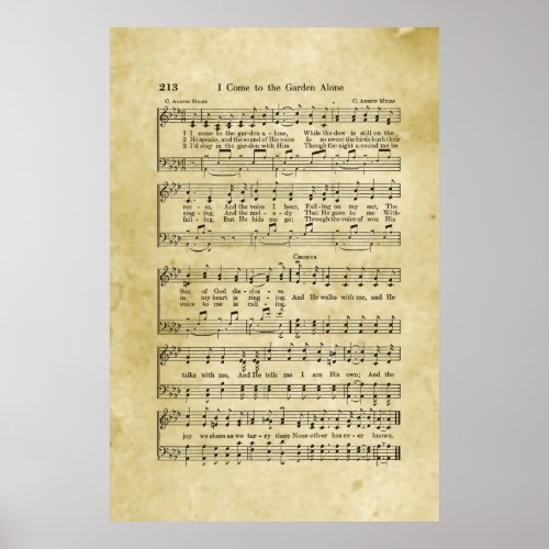 I Come To The Garden Alone Gospel Sheet Music Poster