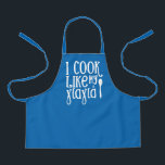 I cook like my Yiayia Greek blue Apron<br><div class="desc">No one cooks like a Greek grandmother - but little ones can try to emulate Yiayia and sport this adorable kid apron with Grecian blue background and white lettering reading "I cook like my yiayia." Makes a great gift for Greek grandchildren.</div>