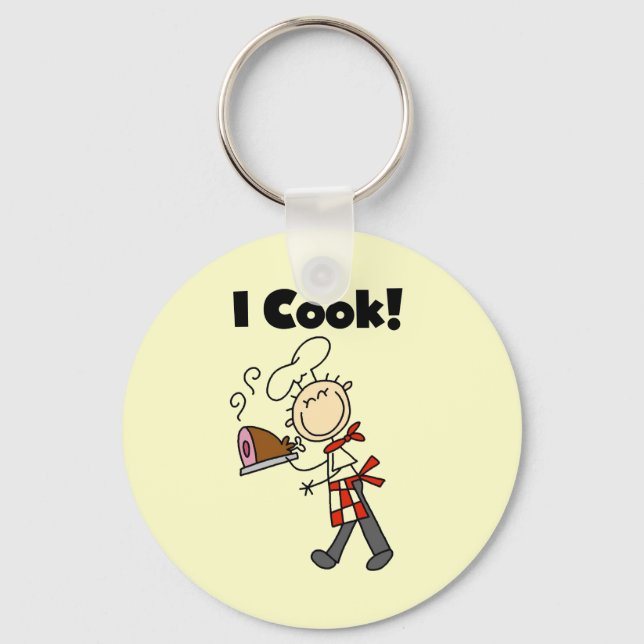 I Cook - Male Chef Keychain (Front)