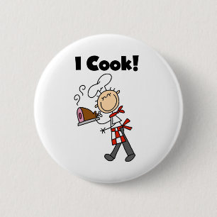 I Cook - Male Chef Pinback Button