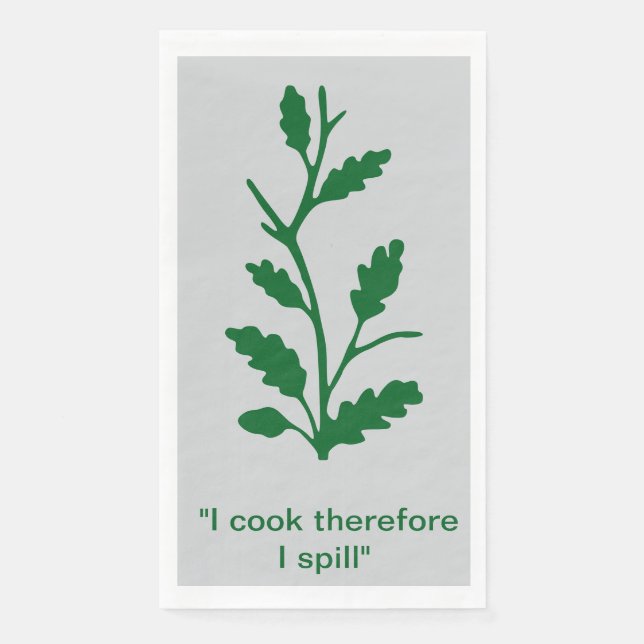 “I Cook Therefore I Spill” Oak Kitchen Towel (Front)