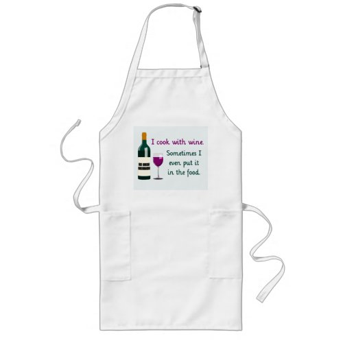 I Cook with Wine Funny Apron