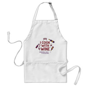 I Cook With Wine Funny Cooking Apron