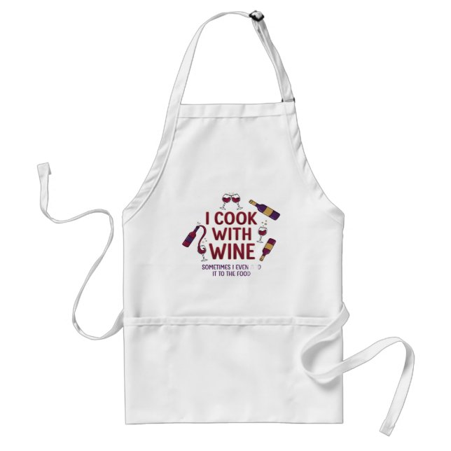 I Cook With Wine Funny Cooking Apron (Front)