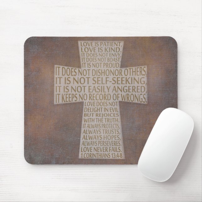 I Corinthians 13 Love Chapter Christian Cross Mouse Pad (With Mouse)
