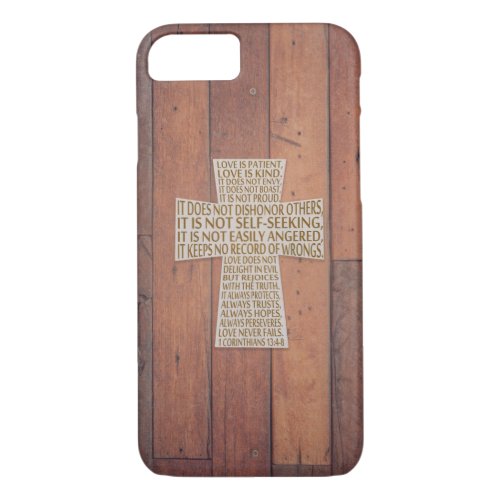 I Corinthians 13 Love Chapter Cross Rustic Wood iPhone 87 Case