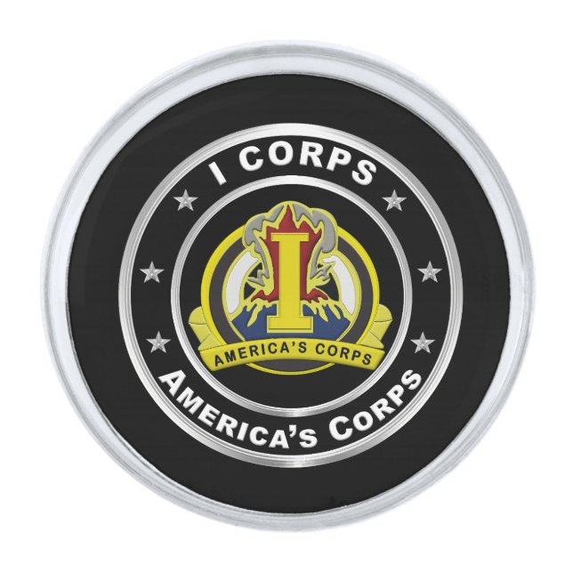 I Corps  Silver Finish Lapel Pin (Front)