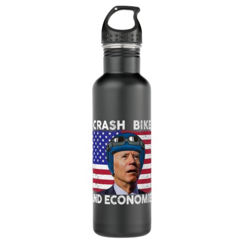 I Crash Bikes And Economies Joe Biden Falling Off  Stainless Steel Water Bottle