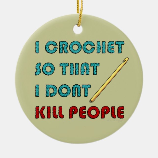 I Crochet, Ceramic Ornament (Front)