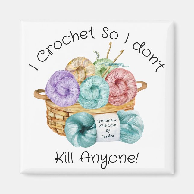 I Crochet Personalized Magnet (Front)