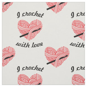 "I Crochet with Love" Yarn Heart w/ Hook Crafts Fabric