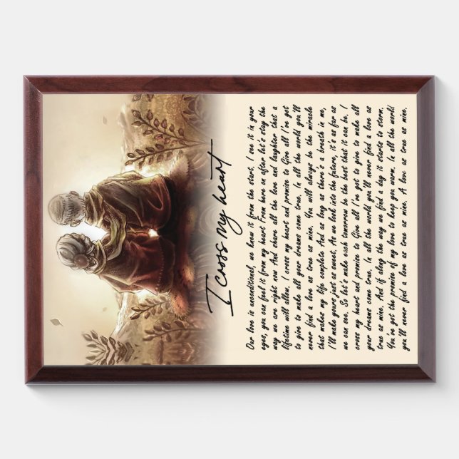 I Cross My Heart Couple Golden Anniversary Gift Award Plaque (Horizontal)