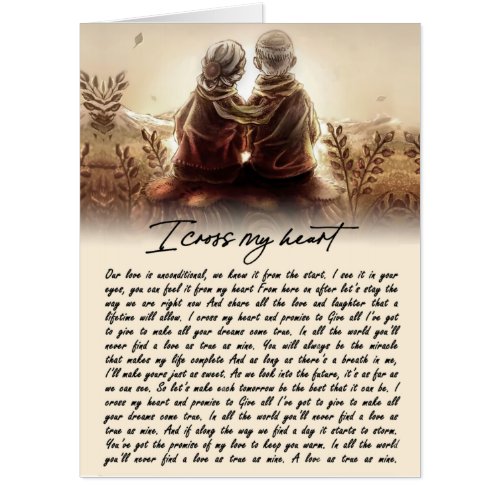 I Cross My Heart Couple Golden Anniversary Gift Card