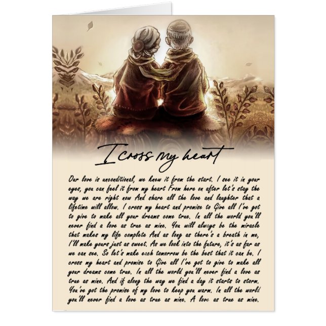 I Cross My Heart Couple Golden Anniversary Gift Card (Front)
