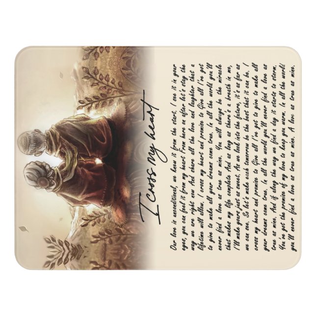 I Cross My Heart Couple Golden Anniversary Gift Door Sign (Contemporary Front)