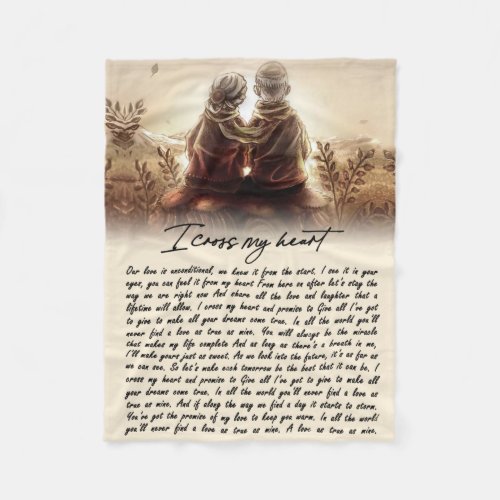 I Cross My Heart Couple Golden Anniversary Gift Fleece Blanket