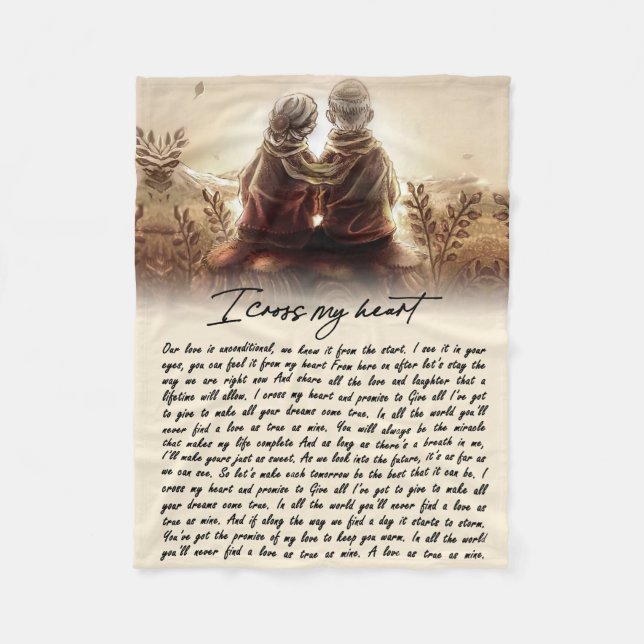 I Cross My Heart Couple Golden Anniversary Gift Fleece Blanket (Front)