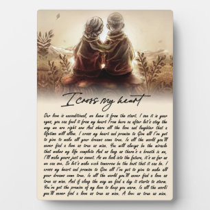 I Cross My Heart Couple Golden Anniversary Gift Plaque