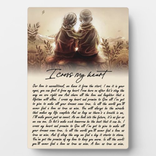 I Cross My Heart Couple Golden Anniversary Gift Plaque