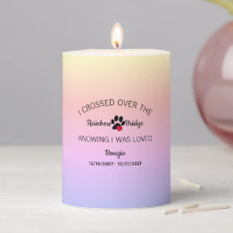 I Crossed Over The Rainbow Bridge Memorial 3x4 Pillar Candle