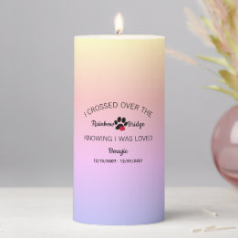 I Crossed Over The Rainbow Bridge Memorial 3x6 Pillar Candle