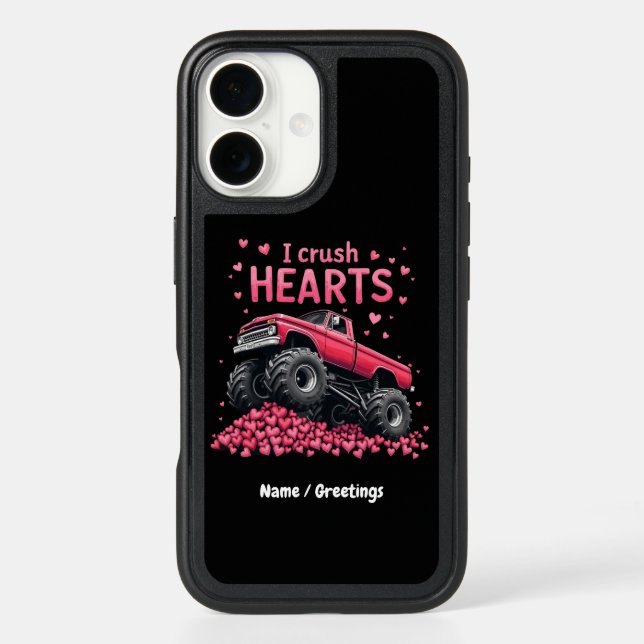 I Crush Hearts Funny Monster Truck Valentine’s  Otterbox iPhone Case (Back)