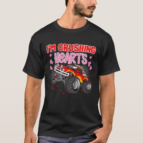 I Crush Hearts Monster Truck Toddler Boys Valentin T_Shirt
