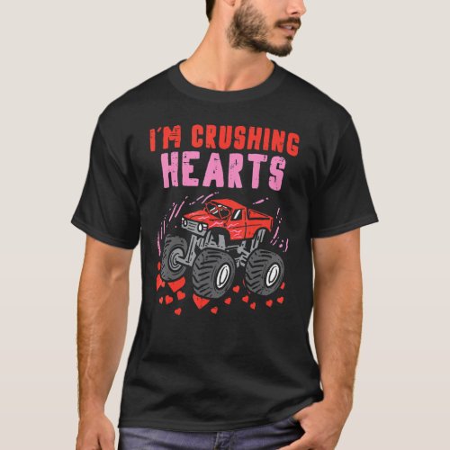 I Crush Hearts Monster Truck Toddler Boys Valentin T_Shirt