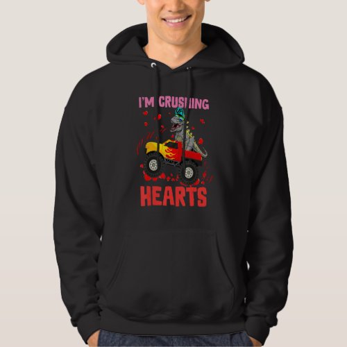 I Crush Hearts T Rex Riding Monster Truck Kid Vale Hoodie