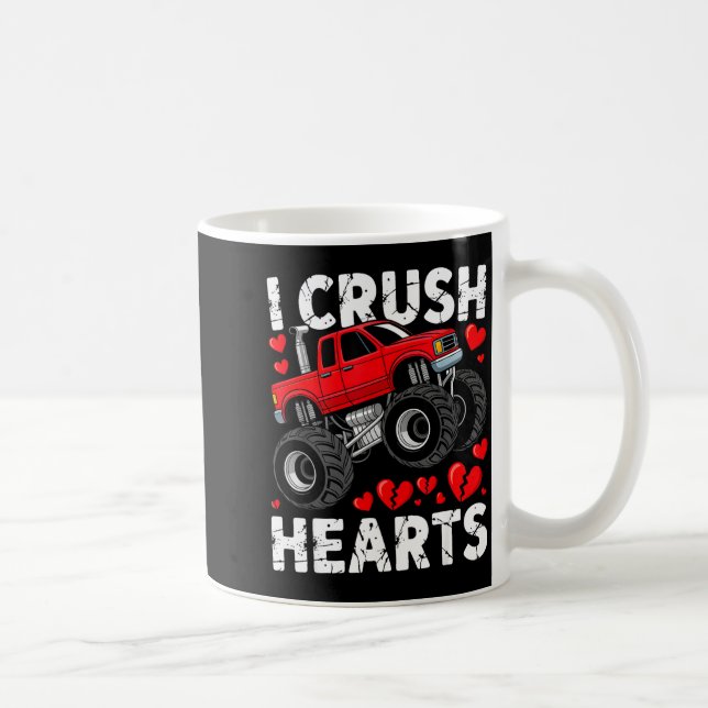 I Crush Hearts Valentine Monster Truck Boys Toddle Coffee Mug (Right)