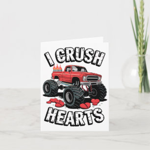 I Crush Hearts Valentine Monster Truck For Boys Ki Card